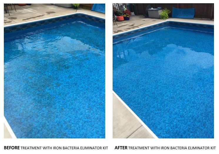 Before and After Iron Bacteria Eliminator Kit
